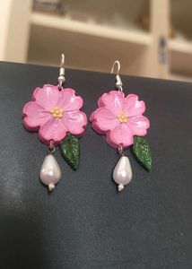Floral Sakura Pearl Drop Earrings