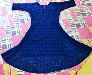 Elegant Blue Lace Midi Dress