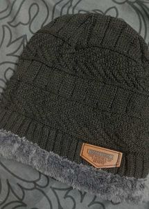 Beanie fur black winter cap unisex