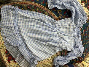 Blue Gingham Ruffle Dress