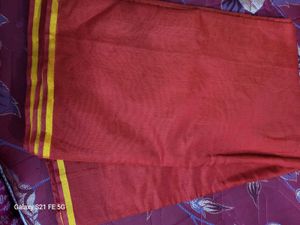 Plain Red Saree
