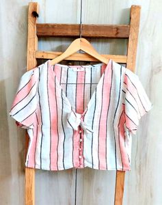 Pink & White Cotton Top Size-34