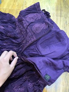 Purple Embroidered peplum top and heavy gher Palaz