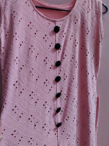 Pink Sleeveless Button-Down Dress