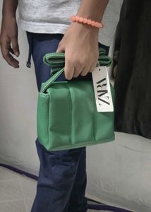 Zara Green Quilted Shoulder Bag