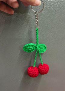 Crochet Cherry Keychain