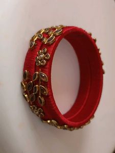 Thread Work Kundan Bangles