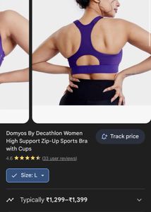 Purple Zip-Front Sports Bra