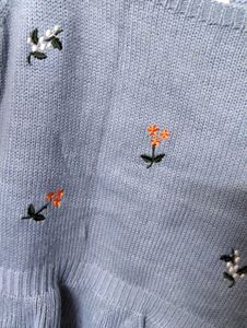 Embroidered Knit Crop Top