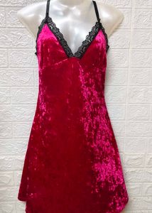 Lace &amp; Velvet Spaghetti Pink Dress