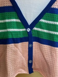 Striped Cropped Cardigan Tee