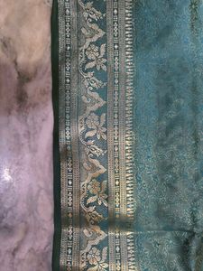 Elegant Teal &amp; Gold Saree