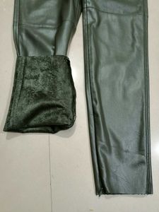 Zara Olive Leather Pant New With Tag 28 30