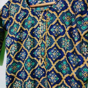 Teal Green Printed Kurti