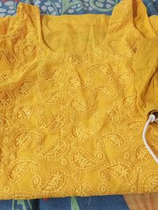 Yellow Chicken Embroidered Kurta Set