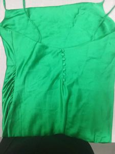 ZARA Green Satin Party  Drees