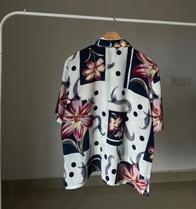 Silk Chiffon Floral Blue White printed Shirt