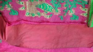 Parrot Green And Pink, Peacock Work Saree