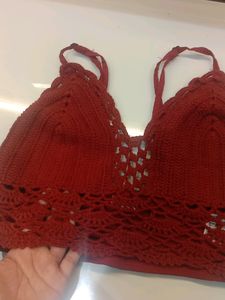 RED CROCHET TOP
