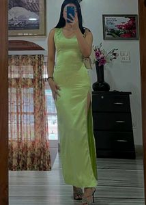 Green Satin Maxi Dress