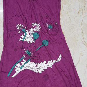 Purple Floral Print Maxi nighty with sidecut