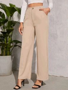 Elegant Beige Wide Leg Trousers (B)