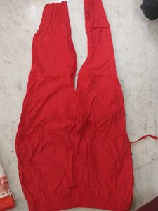 White &amp; Red Cotton Kurta Set