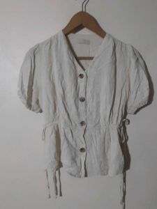 Tie-Waist Linen Blouse