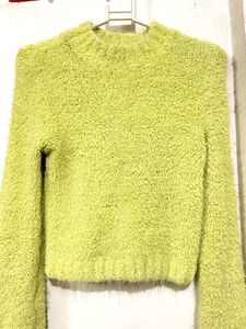 Fuzzy Green Cropped Sweater