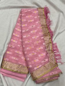 Elegant Pink & Gold Saree