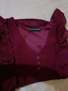 Elegant Maroon Ruffle Top