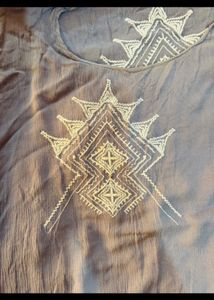 Icy Blue Tunic Embroidered Top