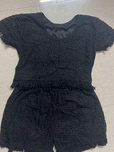 Black Lace Fringe Two-Piece Set