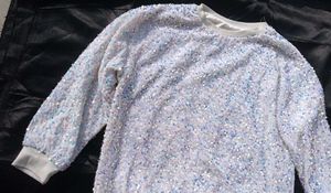 Party Wear White Sequence Sweater