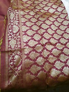 Yellow &amp; Red Banarasi Silk Saree