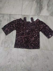 Sparkly Cold Shoulder Top
