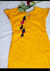 Yellow Embroidered Anarkali Kurti