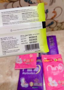 Nine Sanitary Pads &amp; Wipes