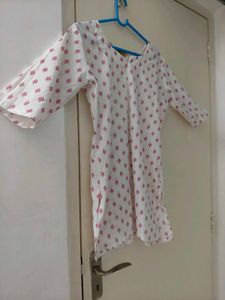 White And Pink Short Kurti For Daily Wear