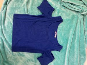 Cold Shoulder Crop Top - Ginger Royal Blue