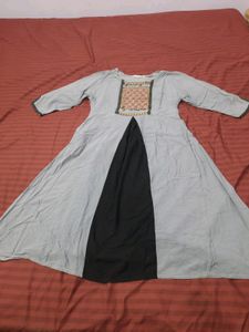 A-Line Kurti (Grey and Black)