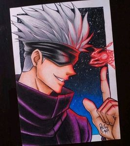 A3 Size Oil Pastel Gojo Drawing