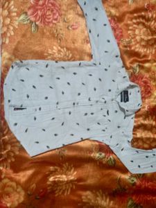 Leaf Print Button-Down Shirt