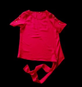 Tomato Red Fitted String Top