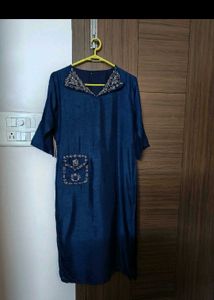 Embroidered Denim Tunic Dress