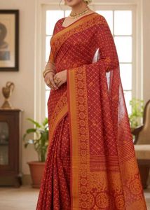Elegant Red Printed Saree