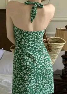 Green Floral Halter Dress