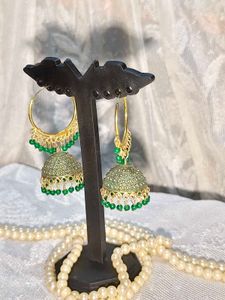 Green Jhumka Earrings