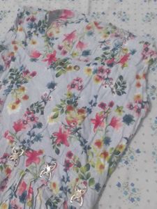 Grey Half Sleeve Midi Frock For Girls