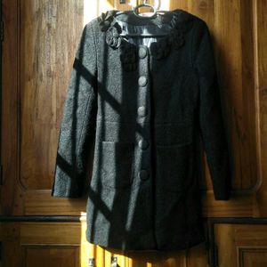 Black Round Collar Coat